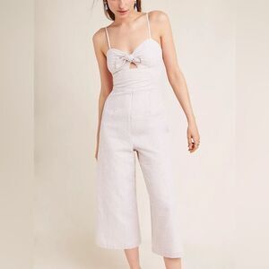 Hutch Striped Seersucker Jumpsuit – Bow Front, Cropped Wide Leg, Sz 4